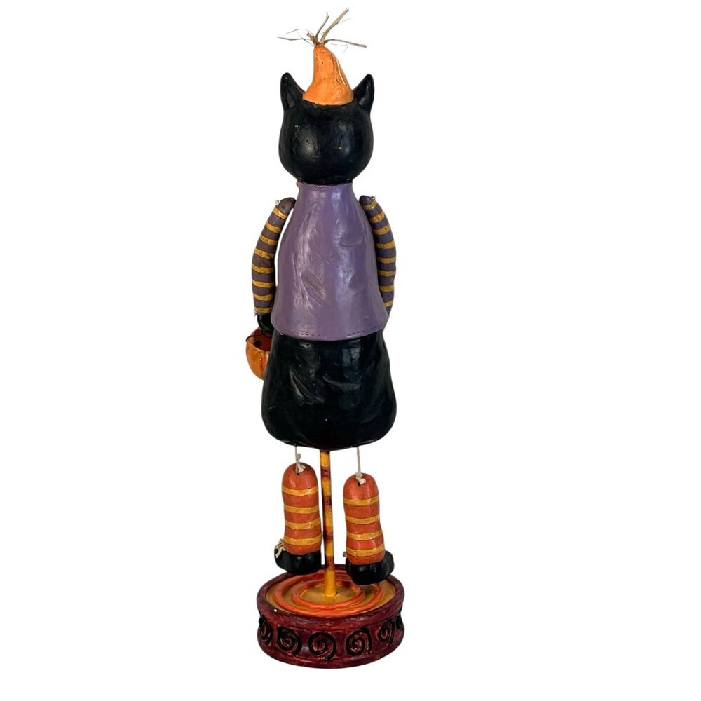 vtg Mark Roberts Black Cat Trick Treat Halloween Folk Art Figurine 16"Tall - Picture 7 of 9